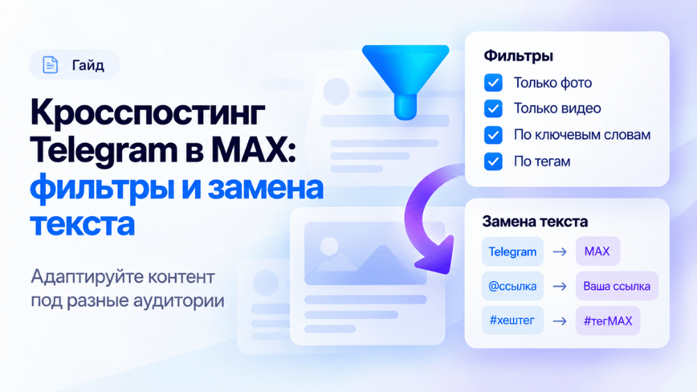 Правила выбора постов и замена текста для публикаций в MAX
